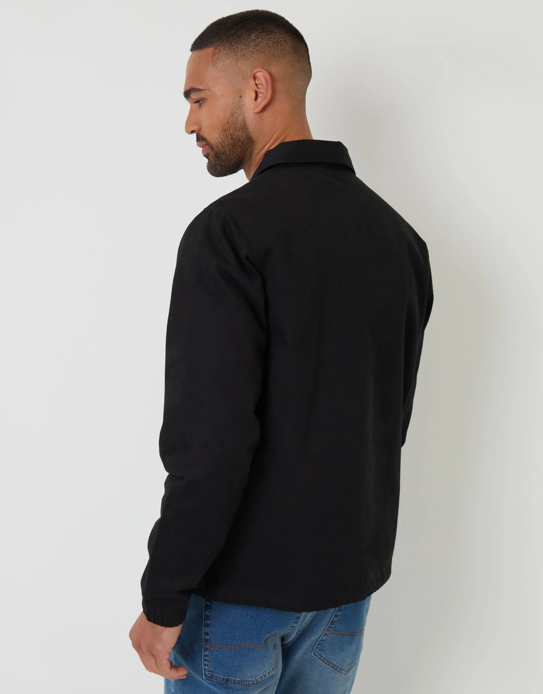 Black Cotton Twill Lightweight Collared Jacket sold by Threadbare product image thumbnail 2