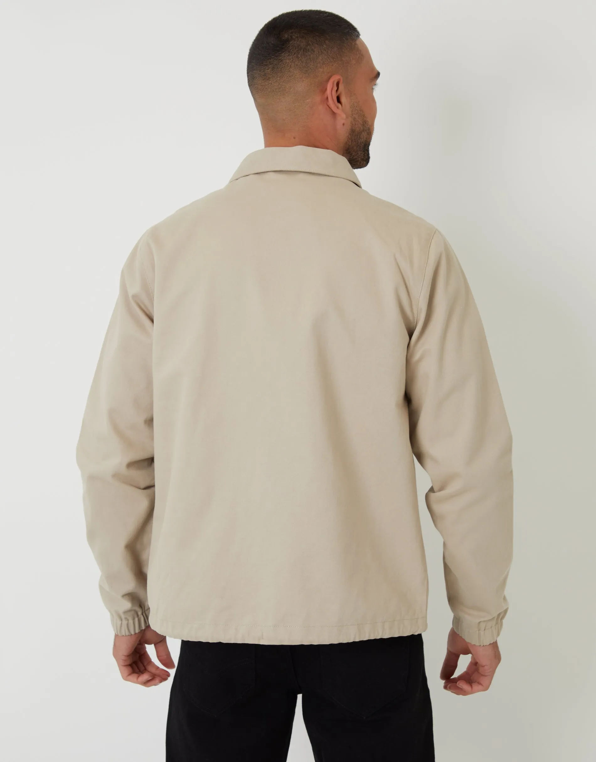 Stone Cotton Twill Lightweight Collared Jacket sold by Threadbare product image thumbnail 2
