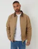 Dark Stone Cotton Corduroy Collar Lightweight Jacket sold by Threadbare