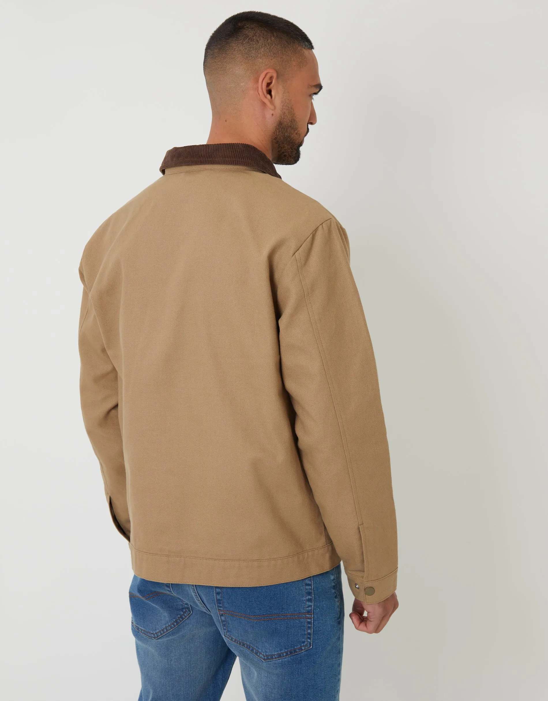 Dark Stone Cotton Corduroy Collar Lightweight Jacket sold by Threadbare product image thumbnail 2