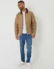 Dark Stone Cotton Corduroy Collar Lightweight Jacket sold by Threadbare