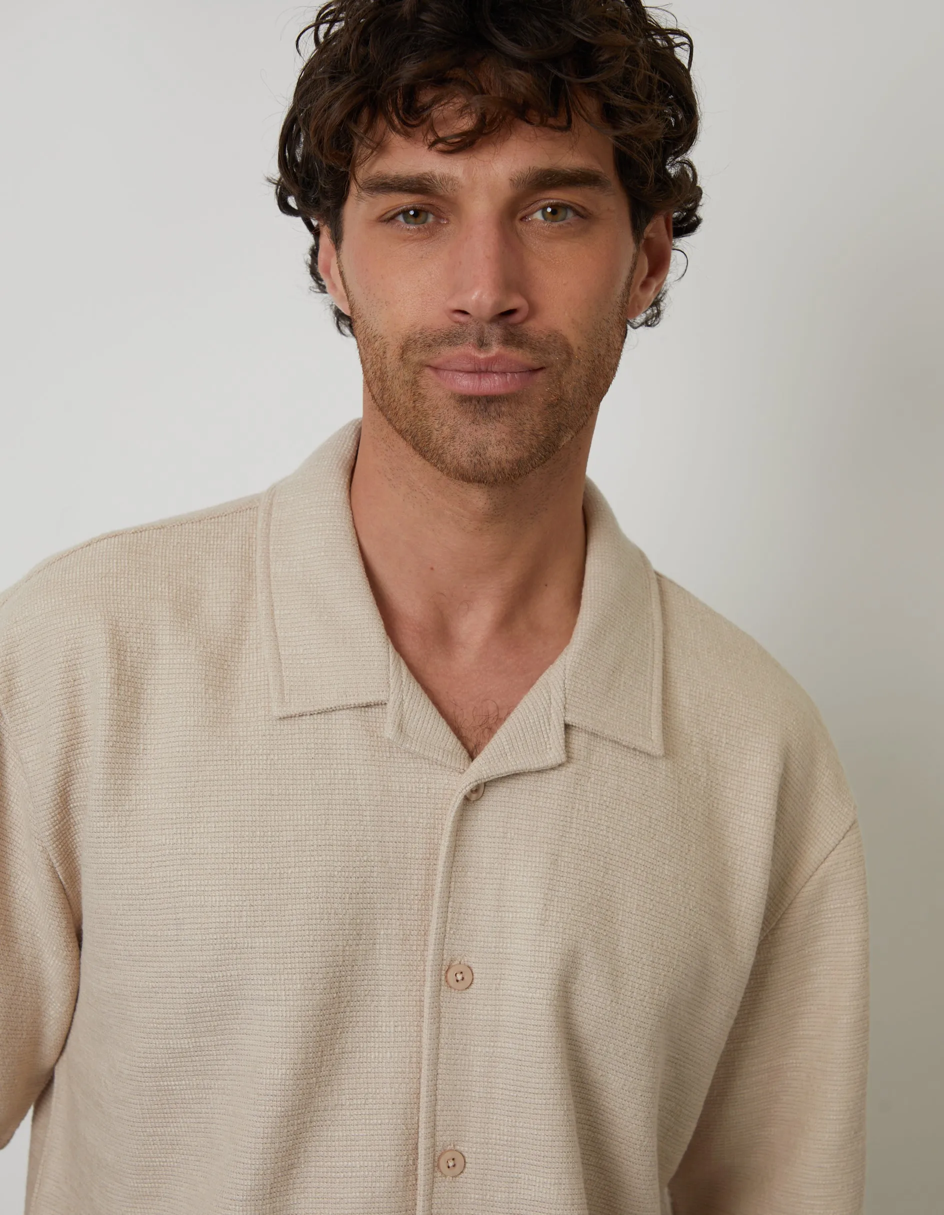 Stone Textured Revere Collar Short Sleeve Shirt sold by Threadbare product image thumbnail 4