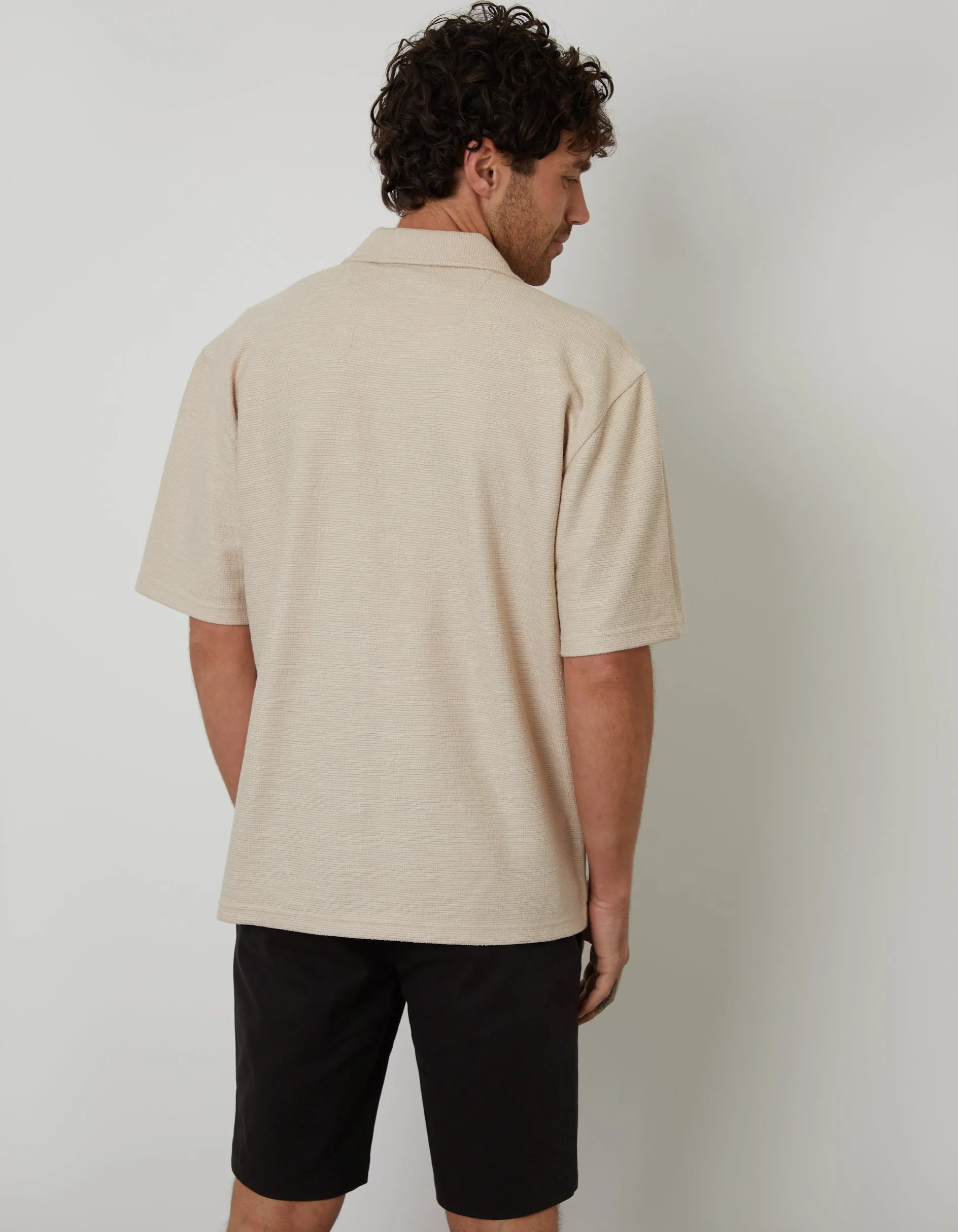 Stone Textured Revere Collar Short Sleeve Shirt sold by Threadbare product image thumbnail 2