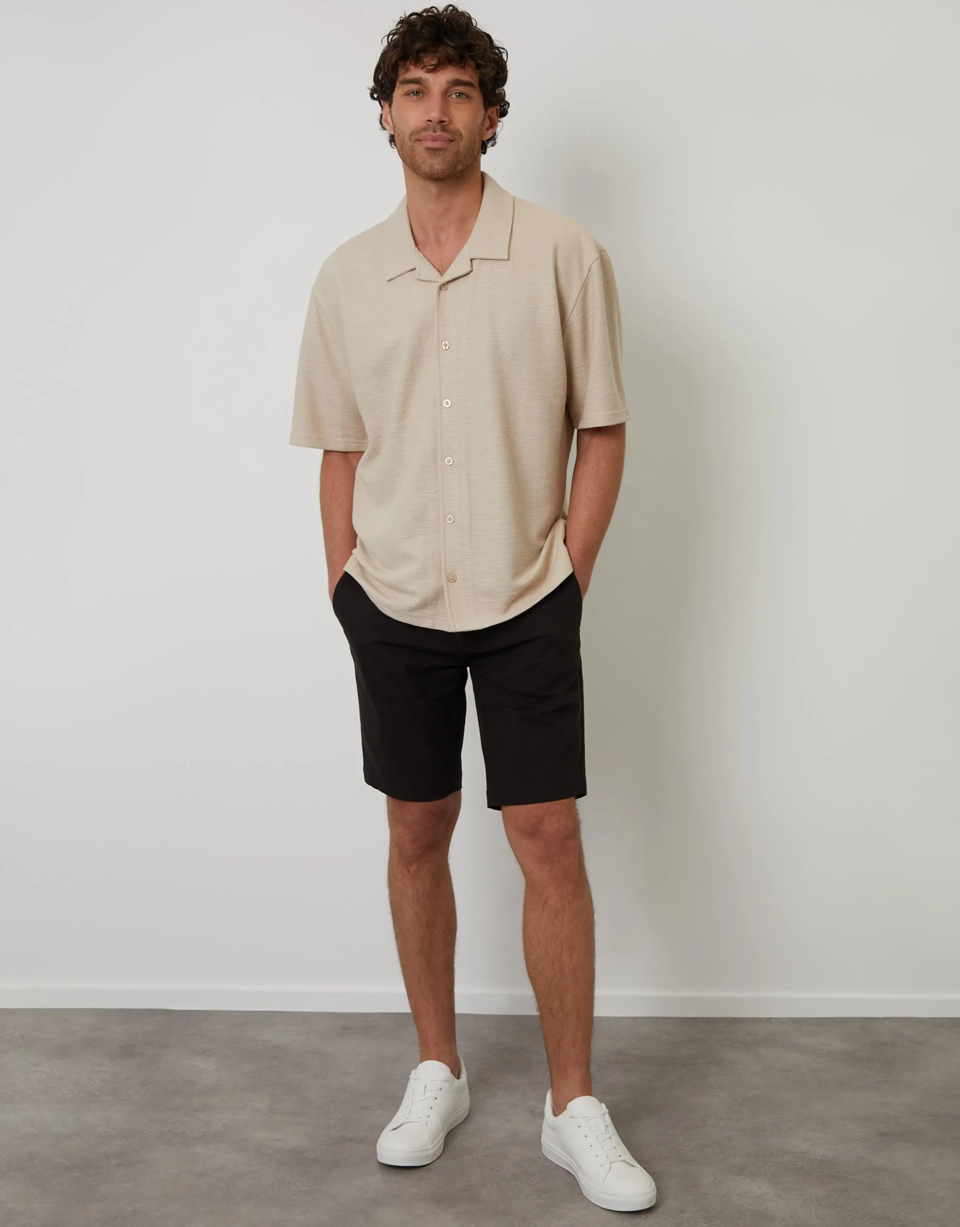 Stone Textured Revere Collar Short Sleeve Shirt sold by Threadbare product image thumbnail 3