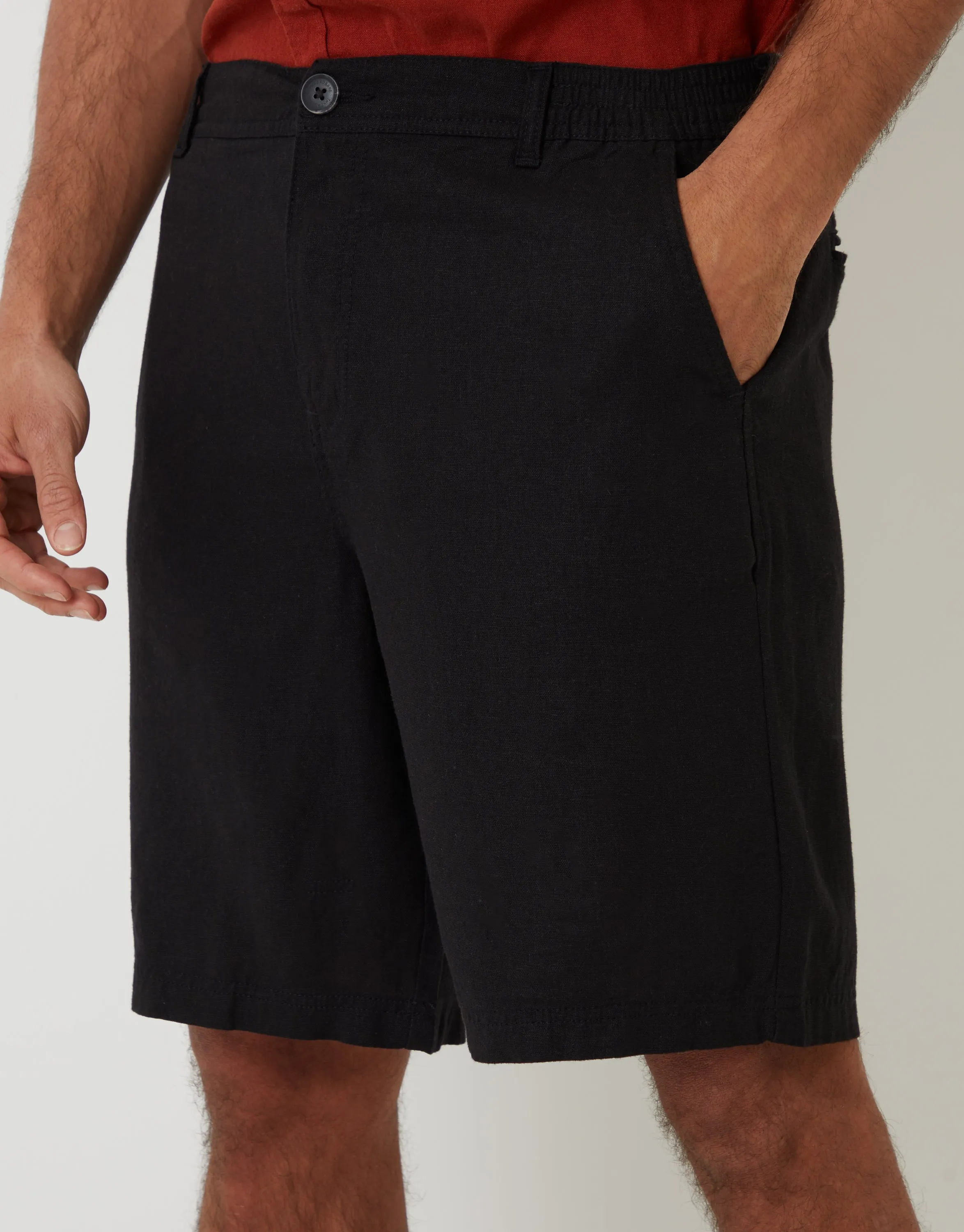 Black Linen Blend Shorts sold by Threadbare product image thumbnail 4
