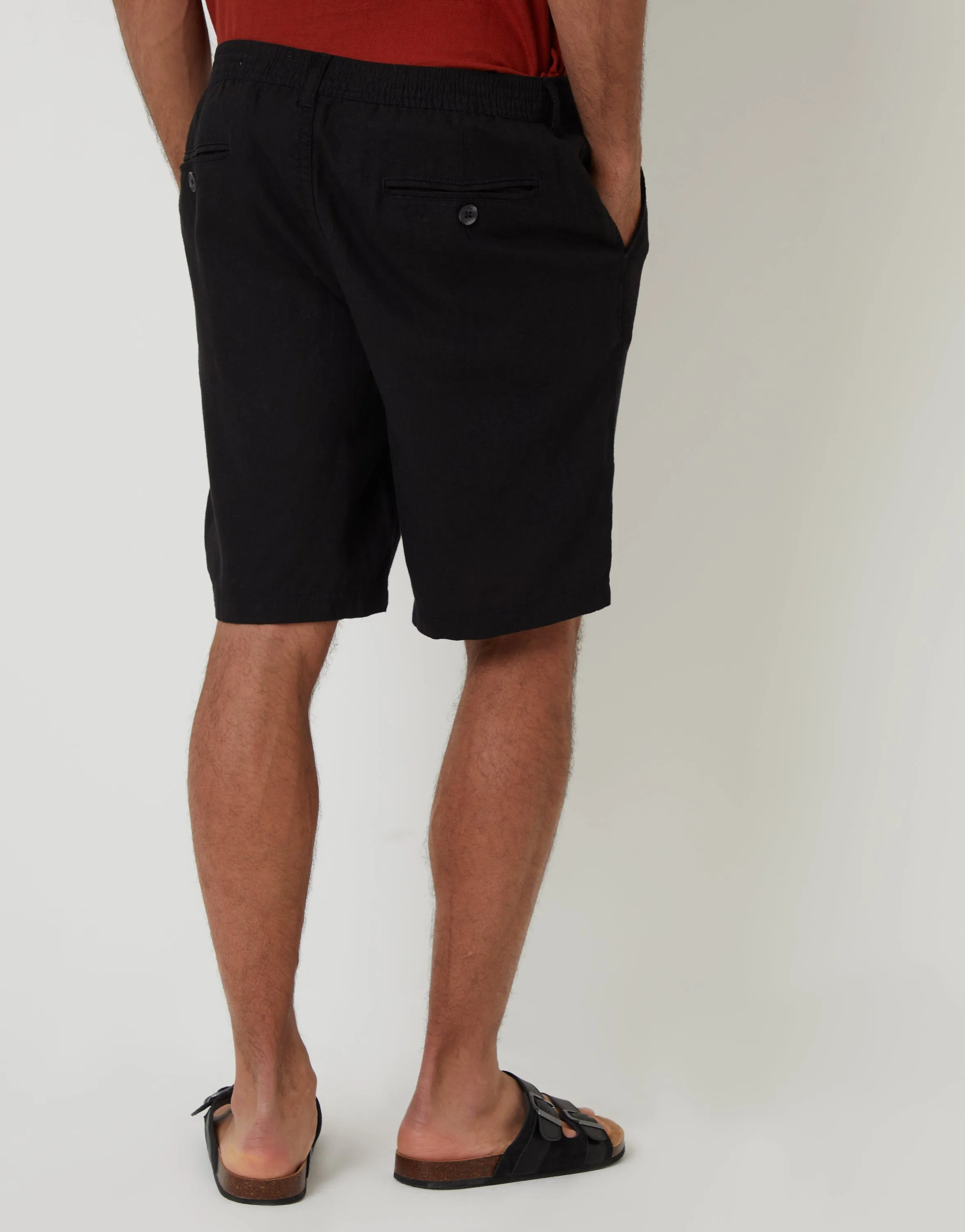 Black Linen Blend Shorts sold by Threadbare product image thumbnail 2