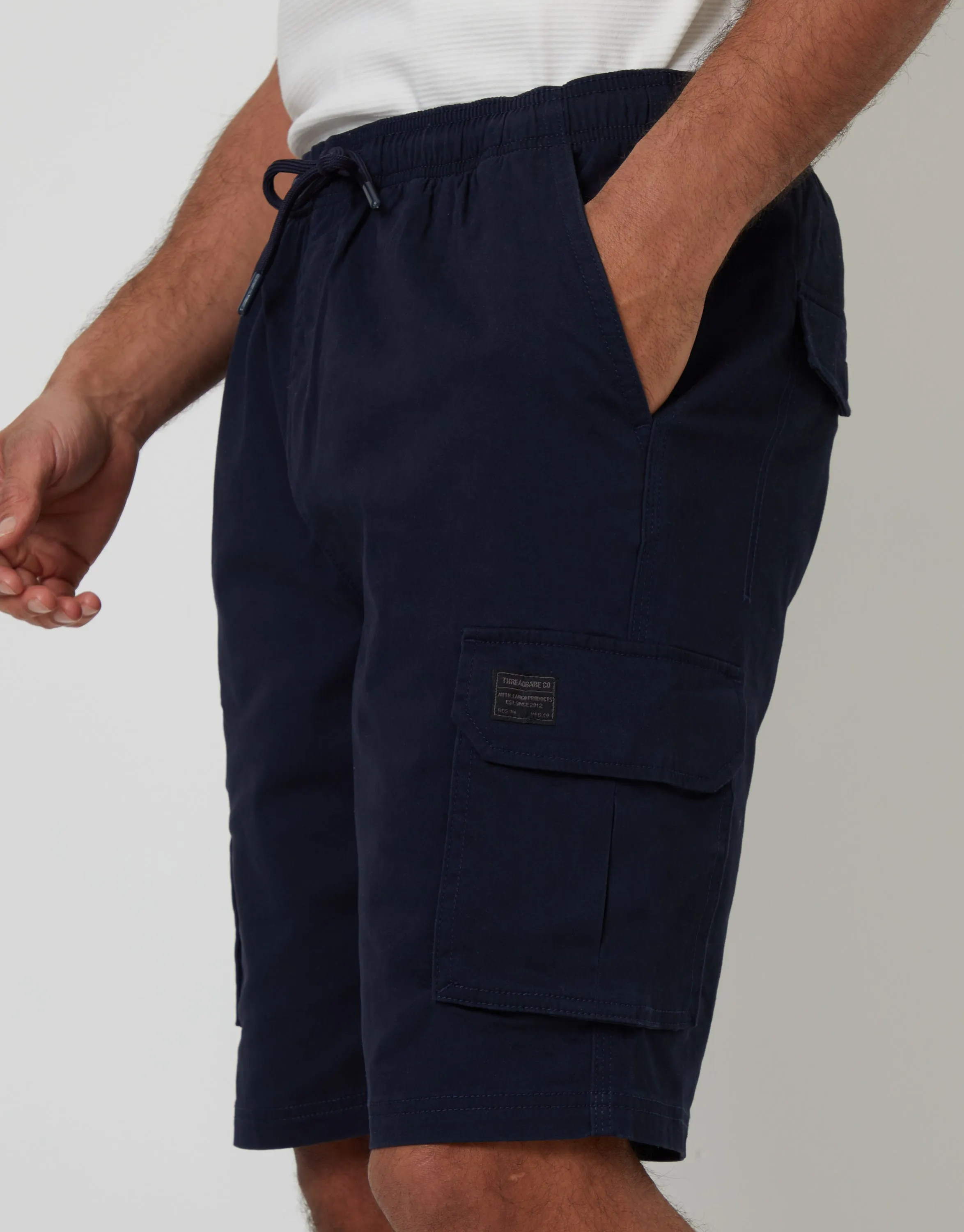 Navy Jogger Style Cargo Shorts sold by Threadbare product image thumbnail 4
