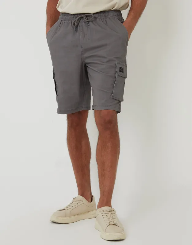 Slate Grey Jogger Style Cargo Shorts sold by Threadbare