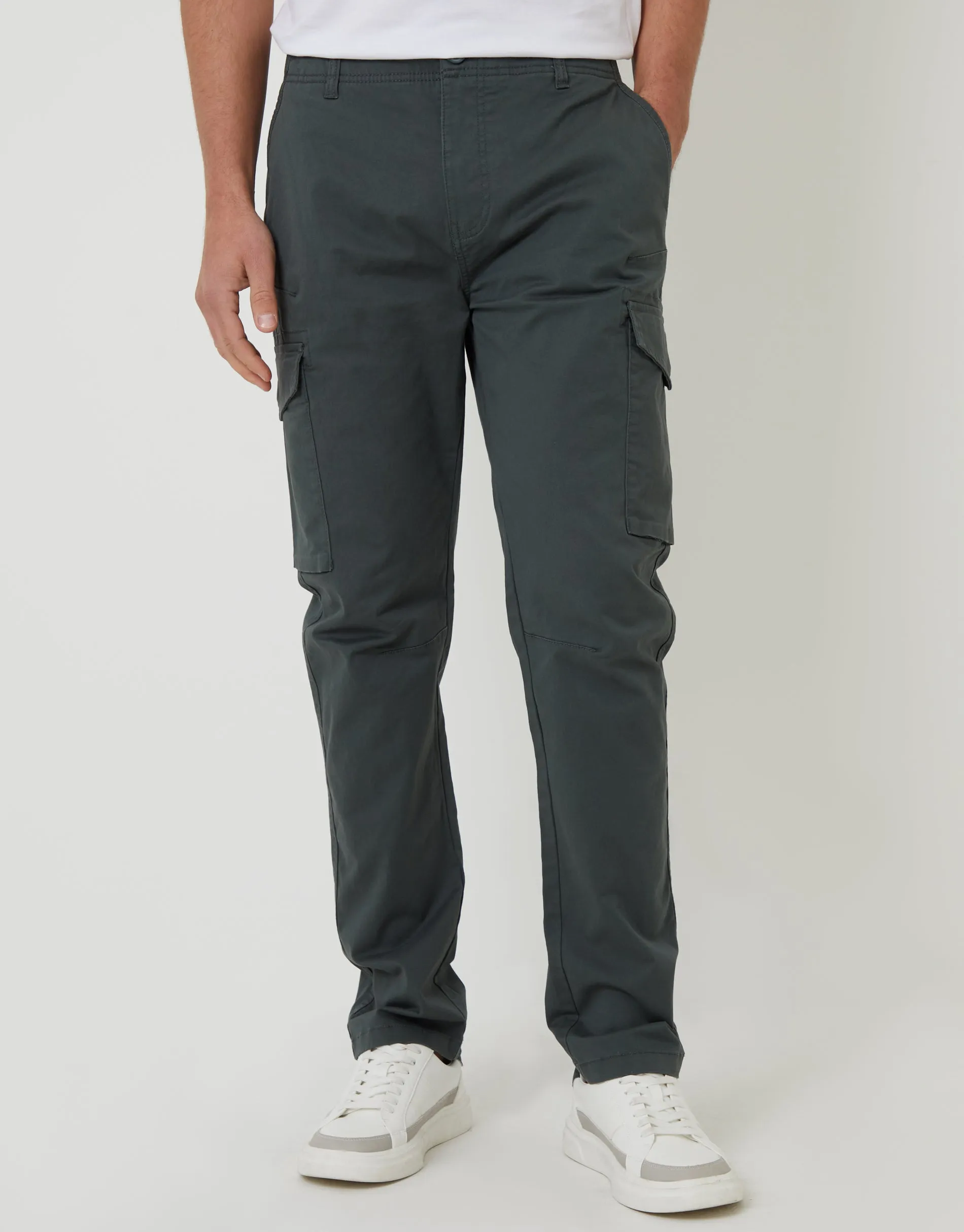 Grey Slim Fit Cargo Style Trouser sold by Threadbare