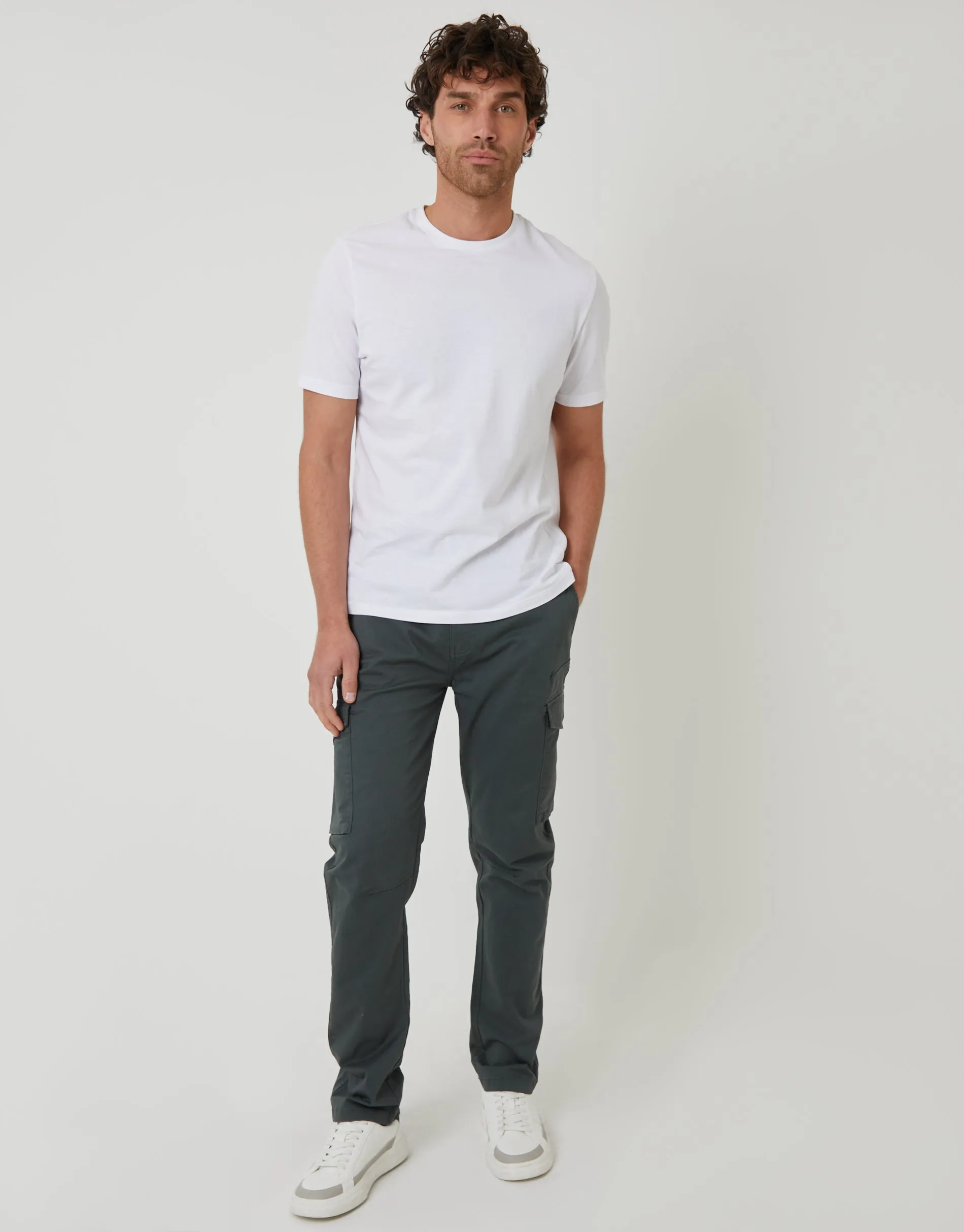 Grey Slim Fit Cargo Style Trouser sold by Threadbare product image thumbnail 3