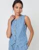 Mid Wash Striped Crew Neck Denim Waistcoat sold by Threadbare