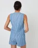 Mid Wash Striped Crew Neck Denim Waistcoat sold by Threadbare