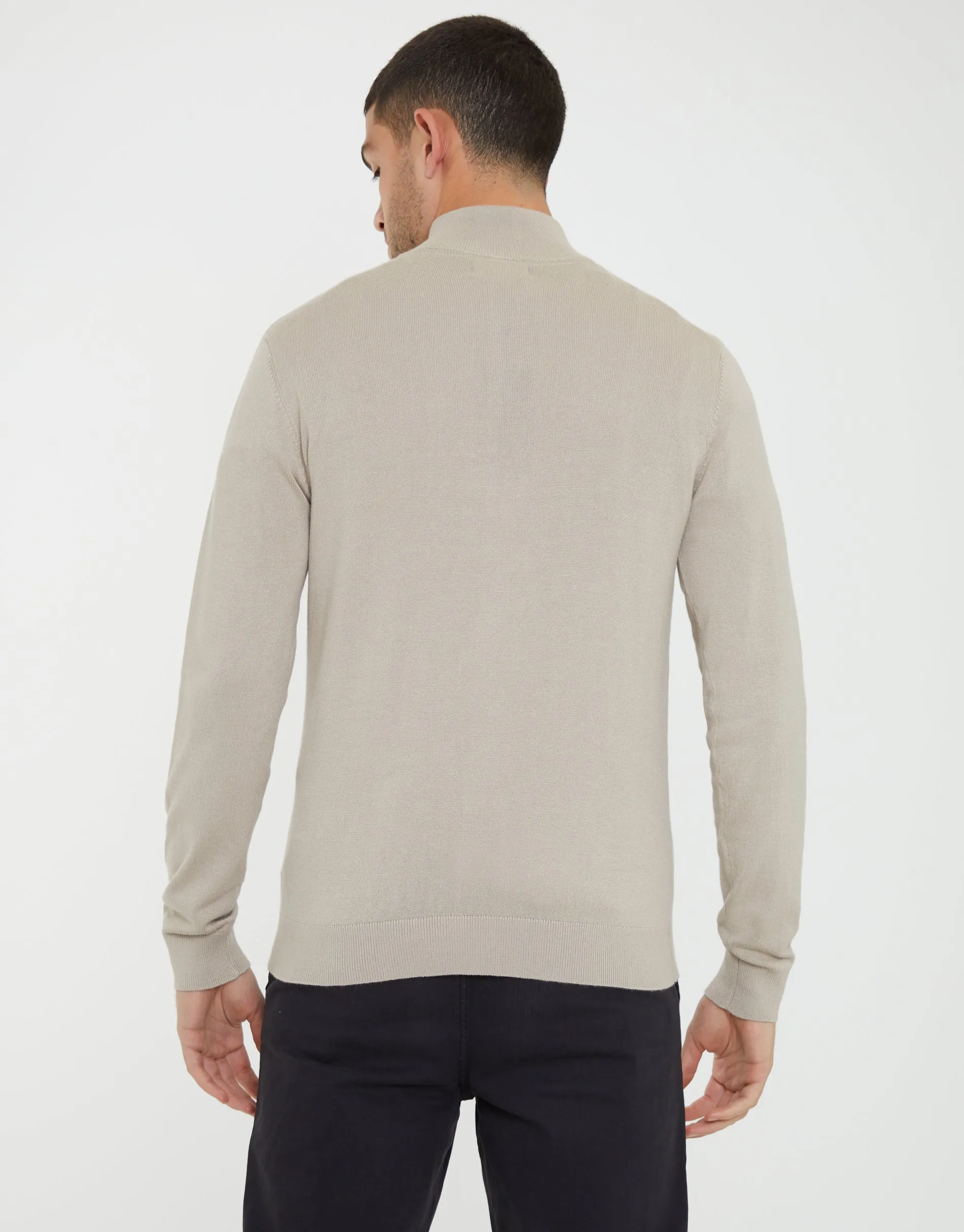 Ecru Funnel Neck Quarter Zip Knitted Jumper sold by Threadbare product image thumbnail 2