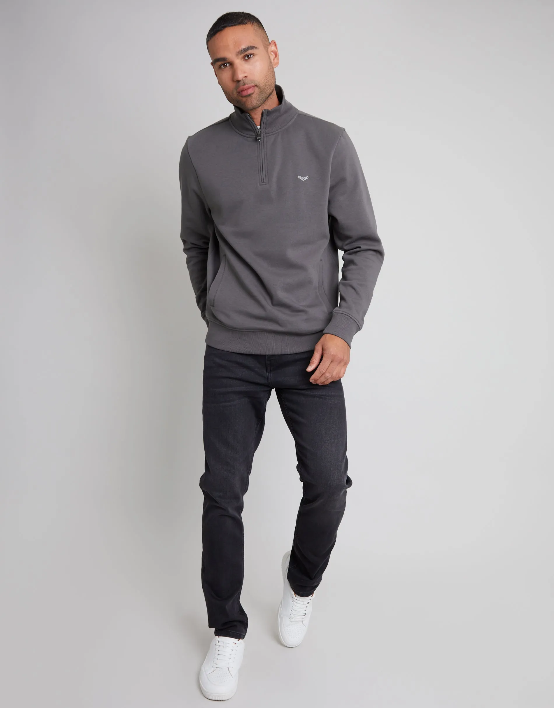 Slate Grey Quarter Zip Sweatshirt sold by Threadbare product image thumbnail 3