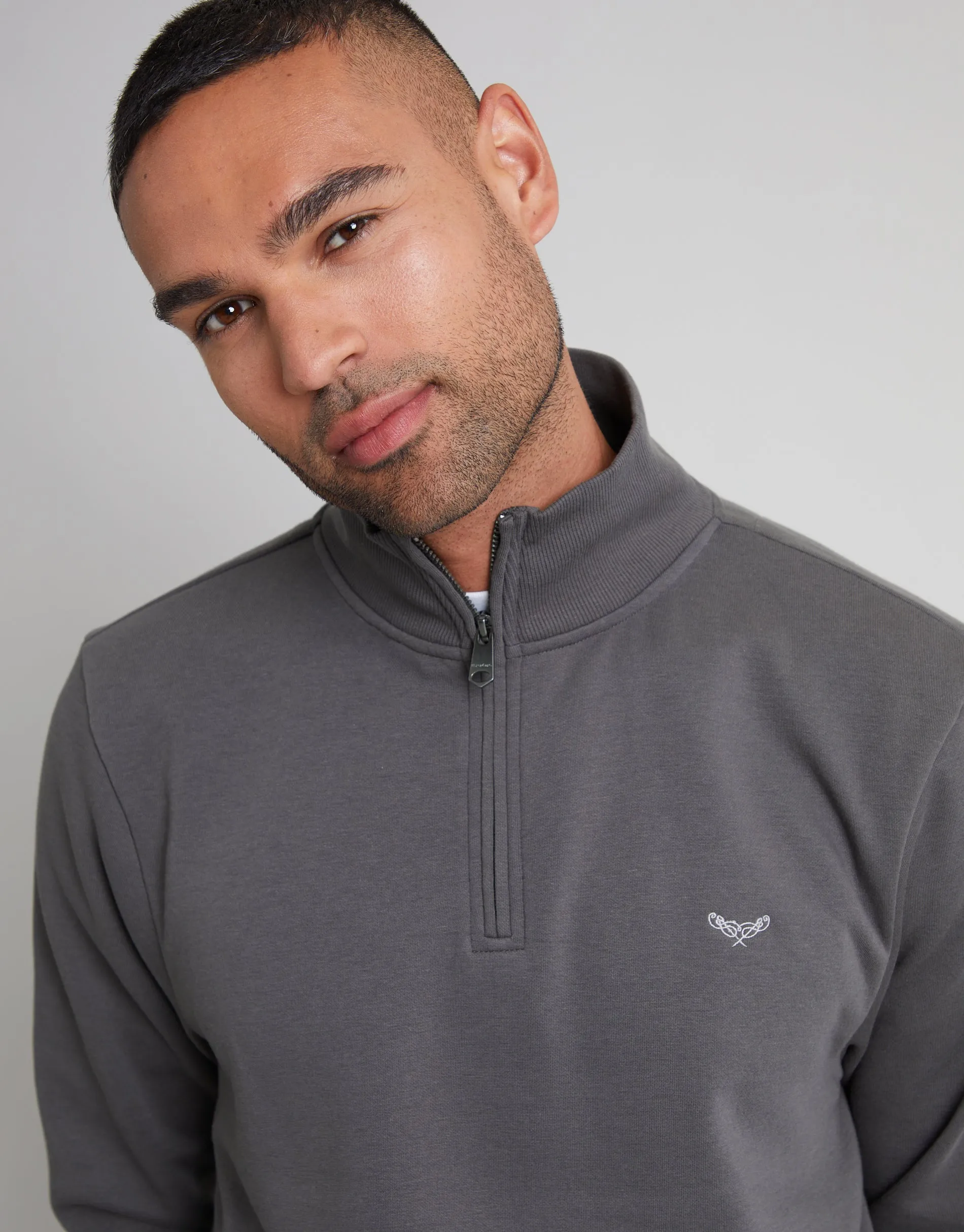 Slate Grey Quarter Zip Sweatshirt sold by Threadbare product image thumbnail 4