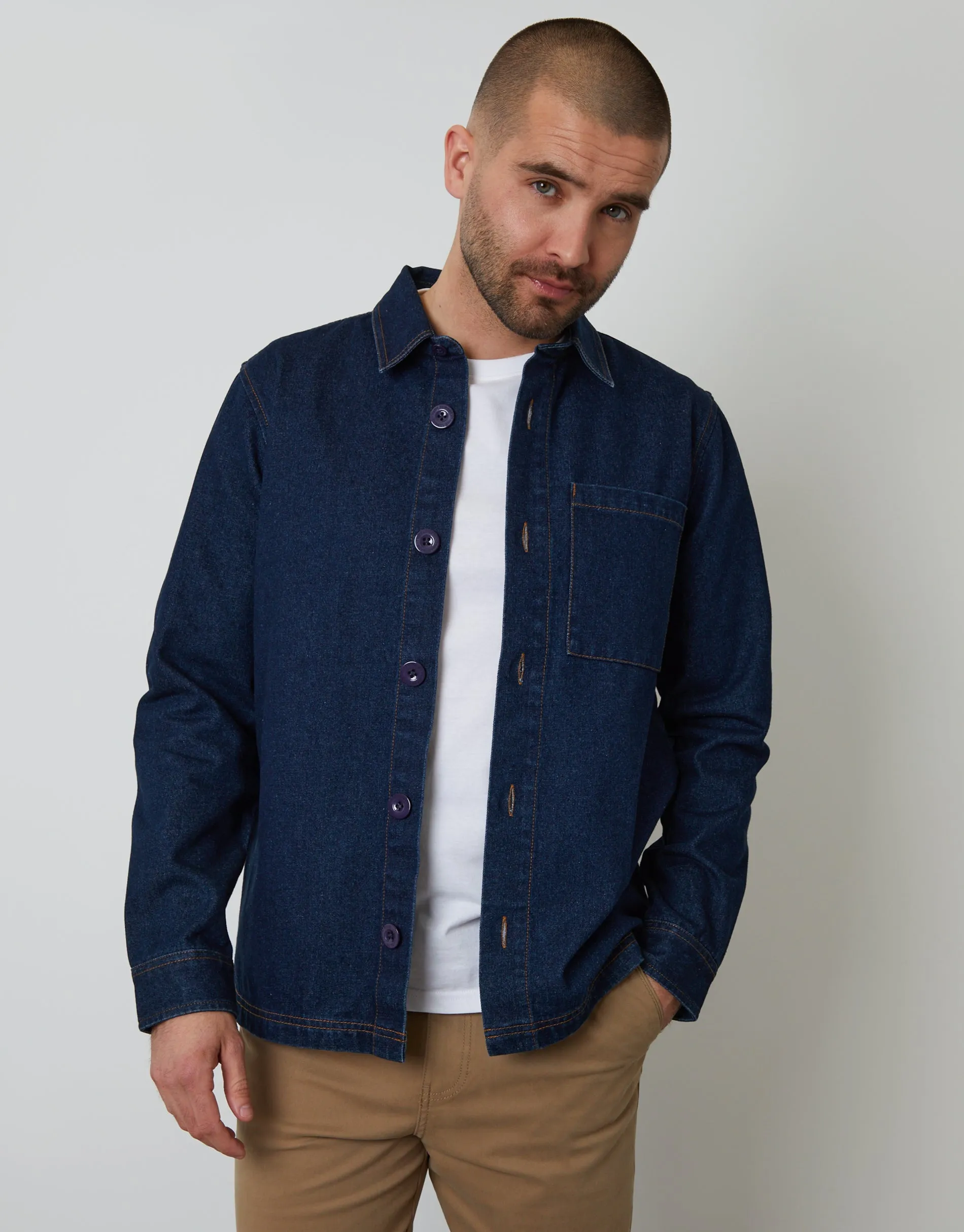 Rinse Wash Denim Shacket sold by Threadbare