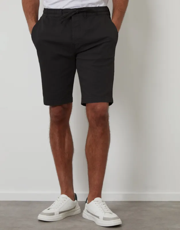 Black Elasticated Waist Regular Fit Stretch Chino Shorts sold by Threadbare