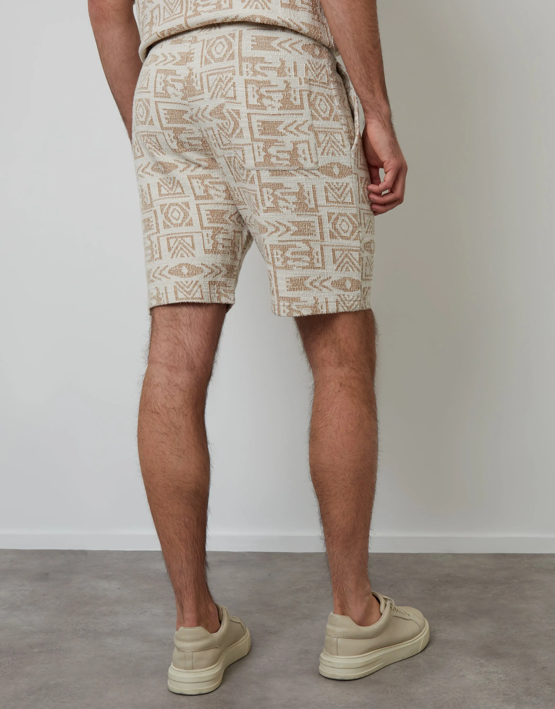 Ecru Patterned Textured Pull On Shorts sold by Threadbare product image thumbnail 3