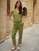 Olive Green Lined Linen Blend Waistcoat sold by Threadbare