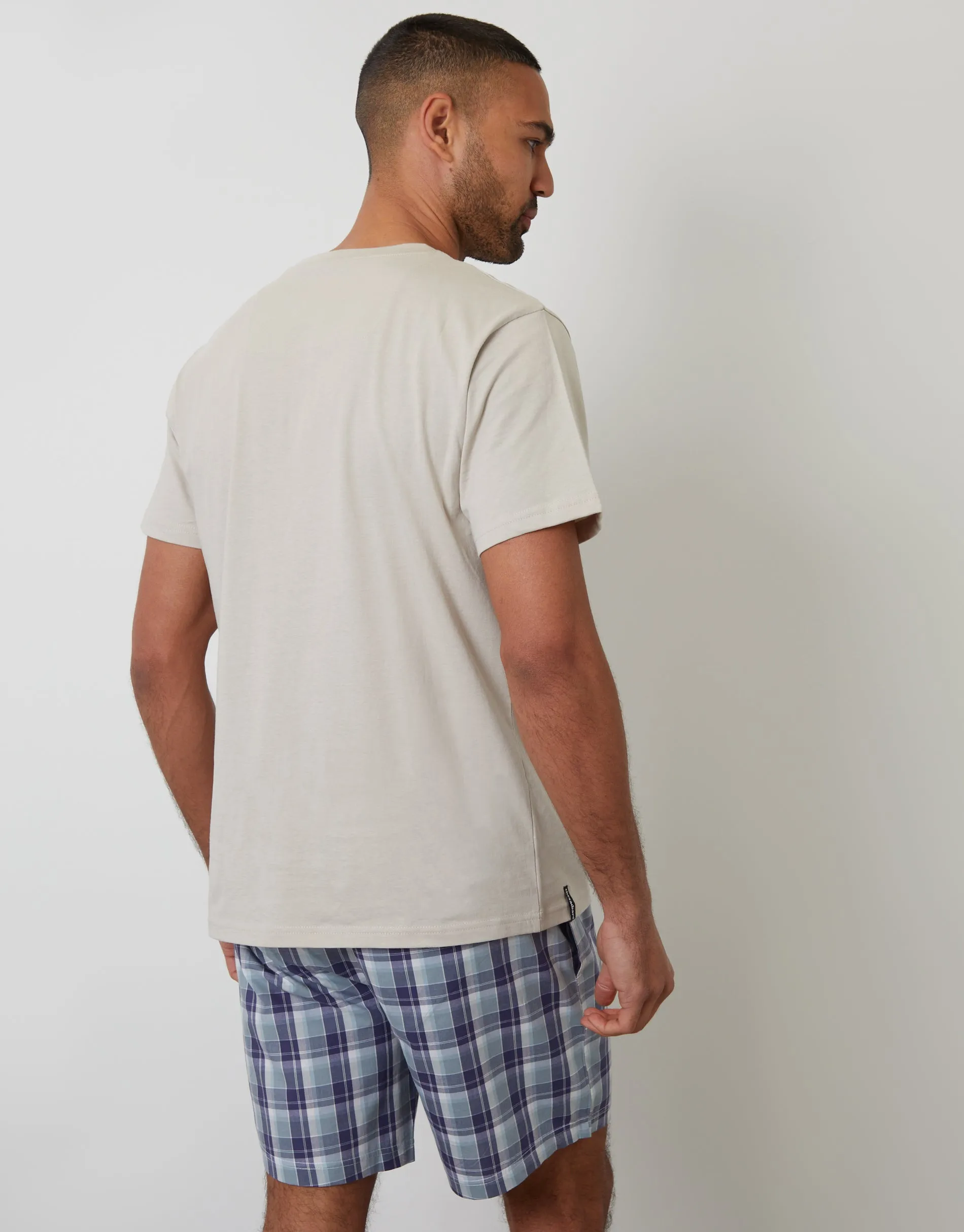 Stone & Blue Check Short Sleeve Pyjamas (2-Piece Set) sold by Threadbare product image thumbnail 2