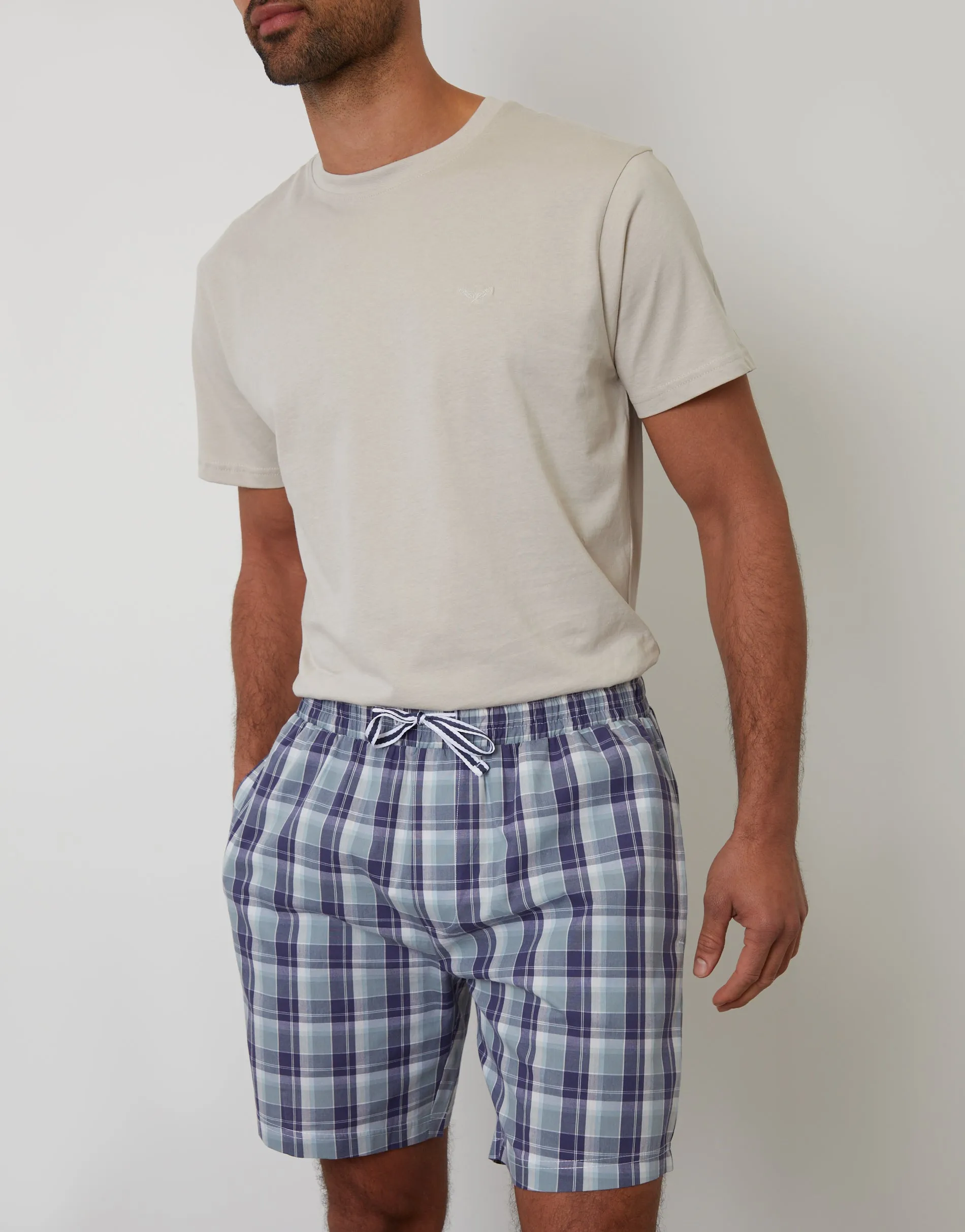 Stone & Blue Check Short Sleeve Pyjamas (2-Piece Set) sold by Threadbare product image thumbnail 4