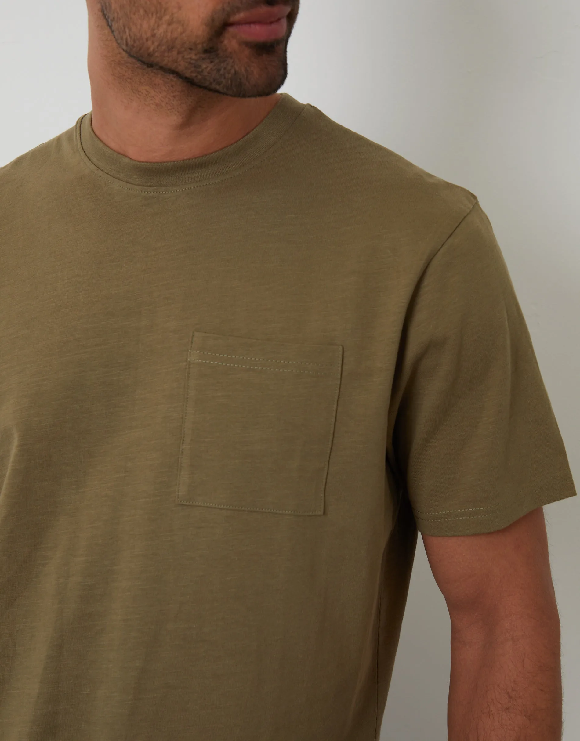Khaki Green Jersey Slub Short Sleeve T-Shirt sold by Threadbare product image thumbnail 4