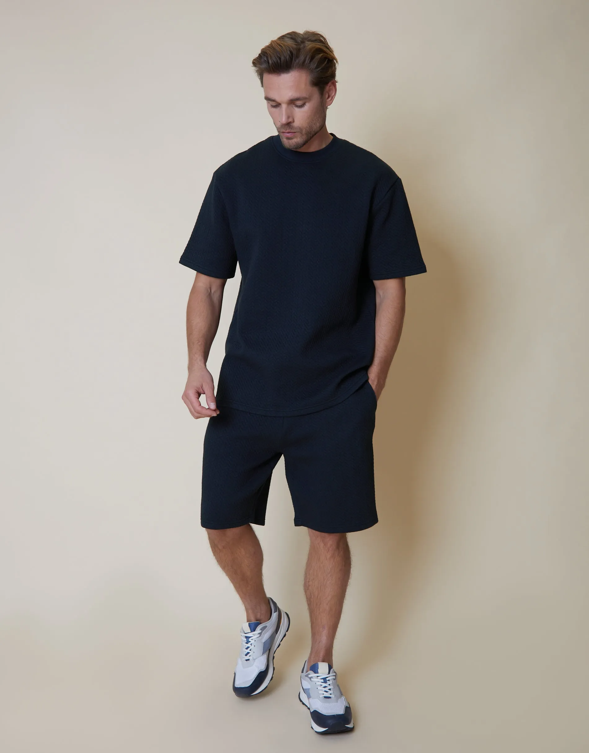 Navy Textured Sweat Shorts sold by Threadbare product image thumbnail 3