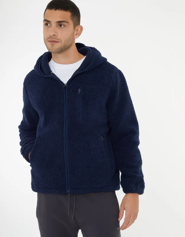 Threadbare Men's Navy Zip Through Borg Hoodie sold by Threadbare