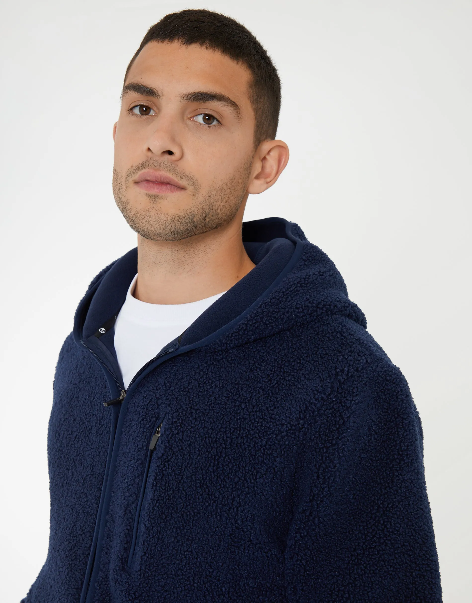 Threadbare Men's Navy Zip Through Borg Hoodie sold by Threadbare product image thumbnail 4