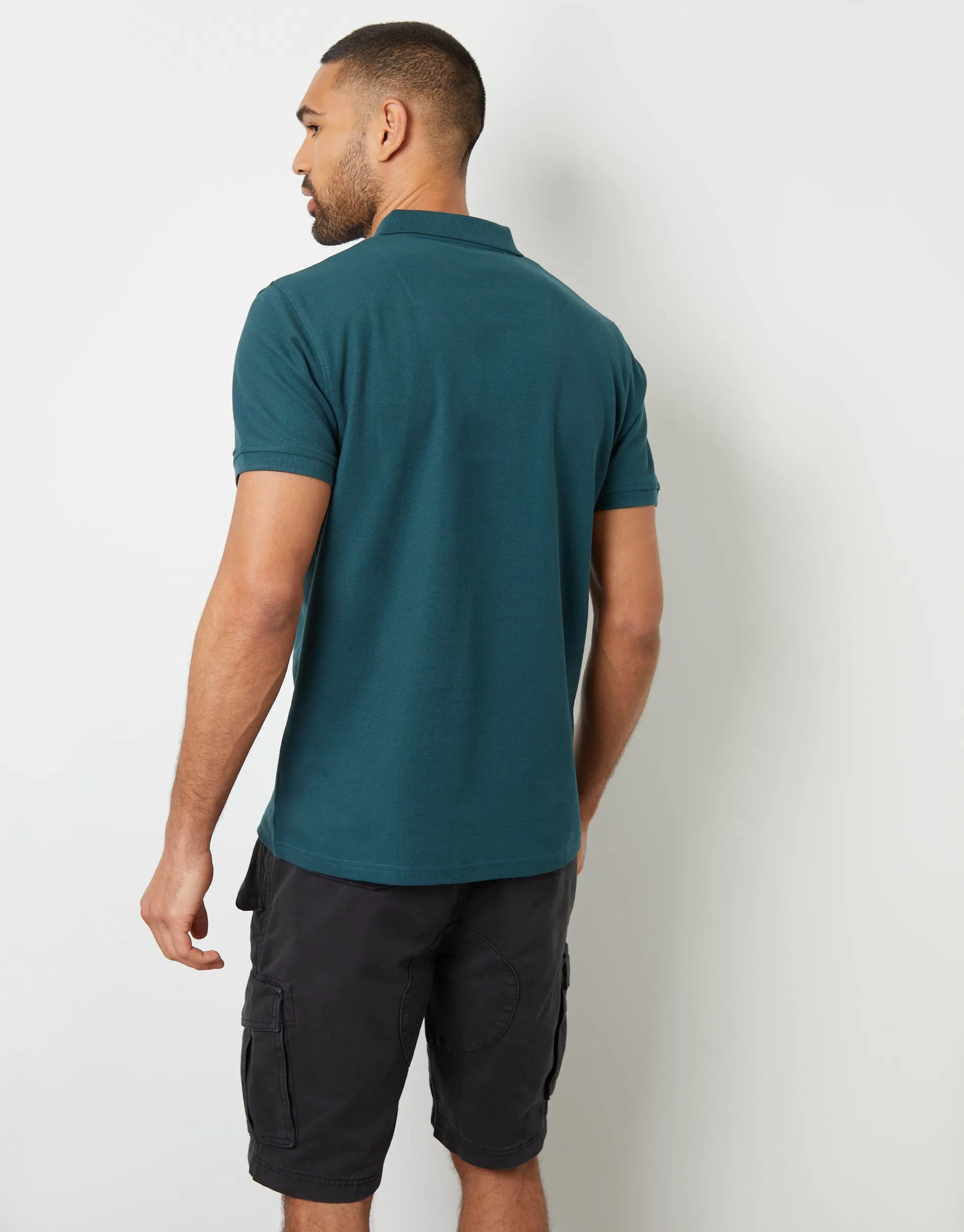 Dark Blue Open Neck Collar Polo Shirt sold by Threadbare product image thumbnail 2