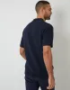 Navy Button Collar Textured Knit Polo sold by Threadbare