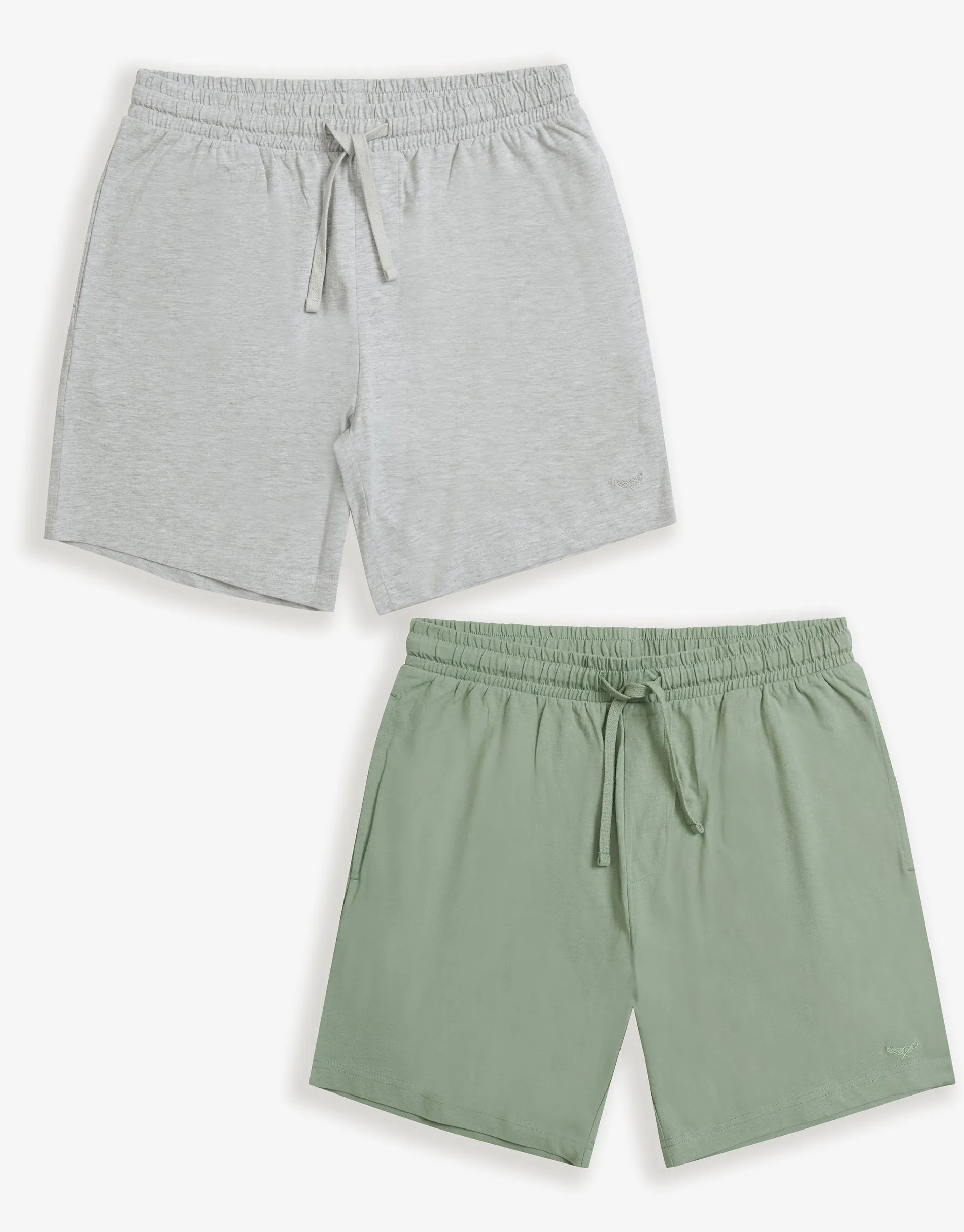 Grey Marl & Sage Green Lounge Shorts (2 Pack) sold by Threadbare