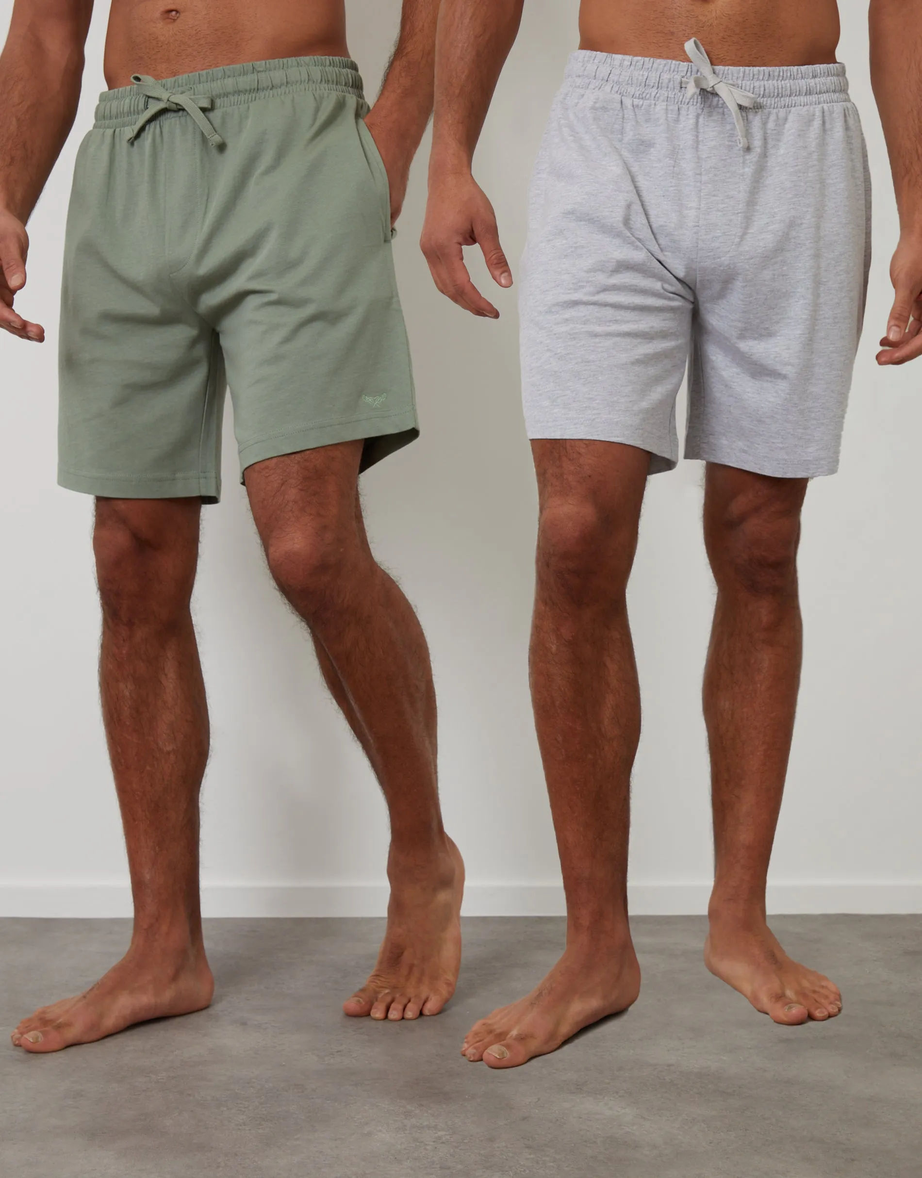Grey Marl & Sage Green Lounge Shorts (2 Pack) sold by Threadbare product image thumbnail 2