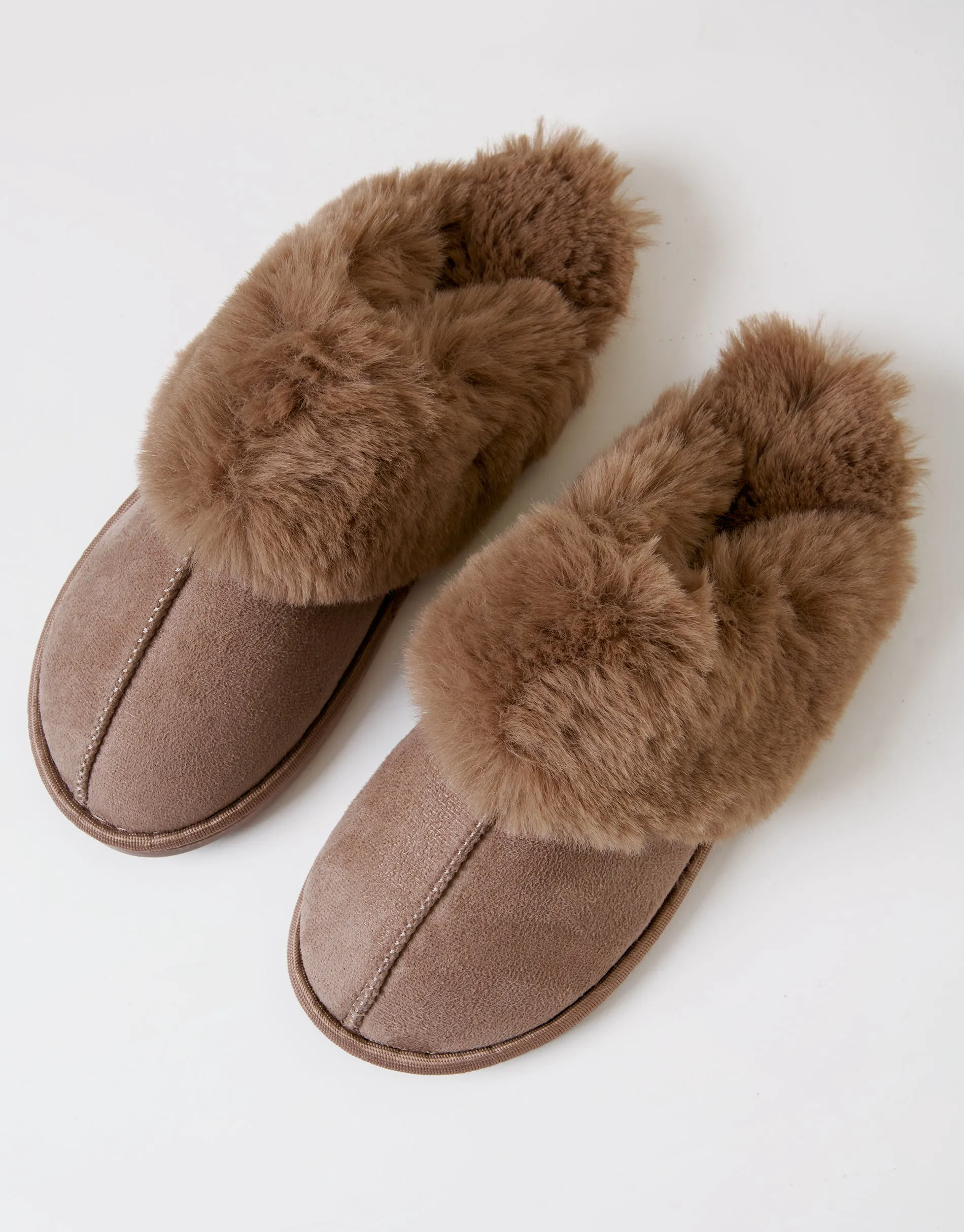 Mink Brown Faux Fur Lined Mule Slippers sold by Threadbare product image thumbnail 2