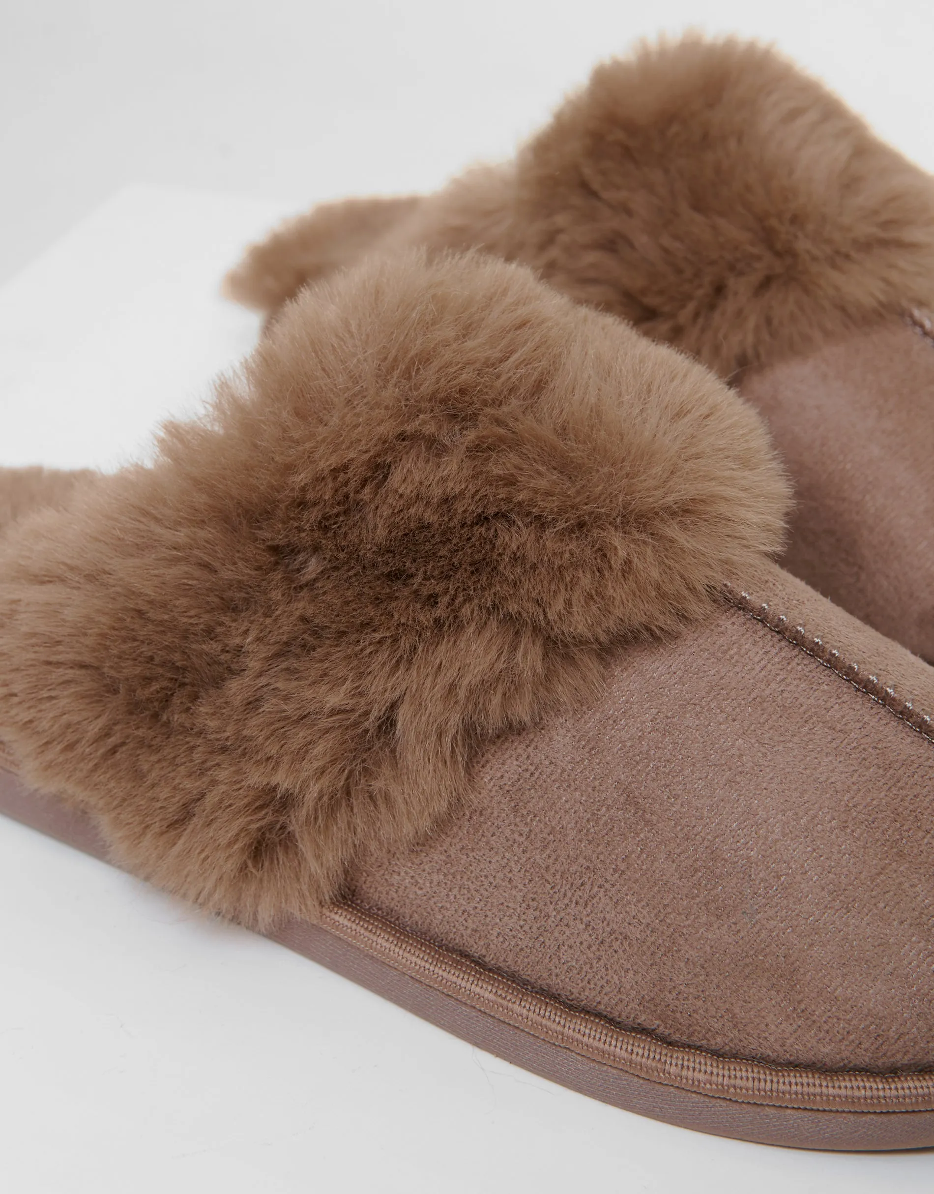 Mink Brown Faux Fur Lined Mule Slippers sold by Threadbare product image thumbnail 3
