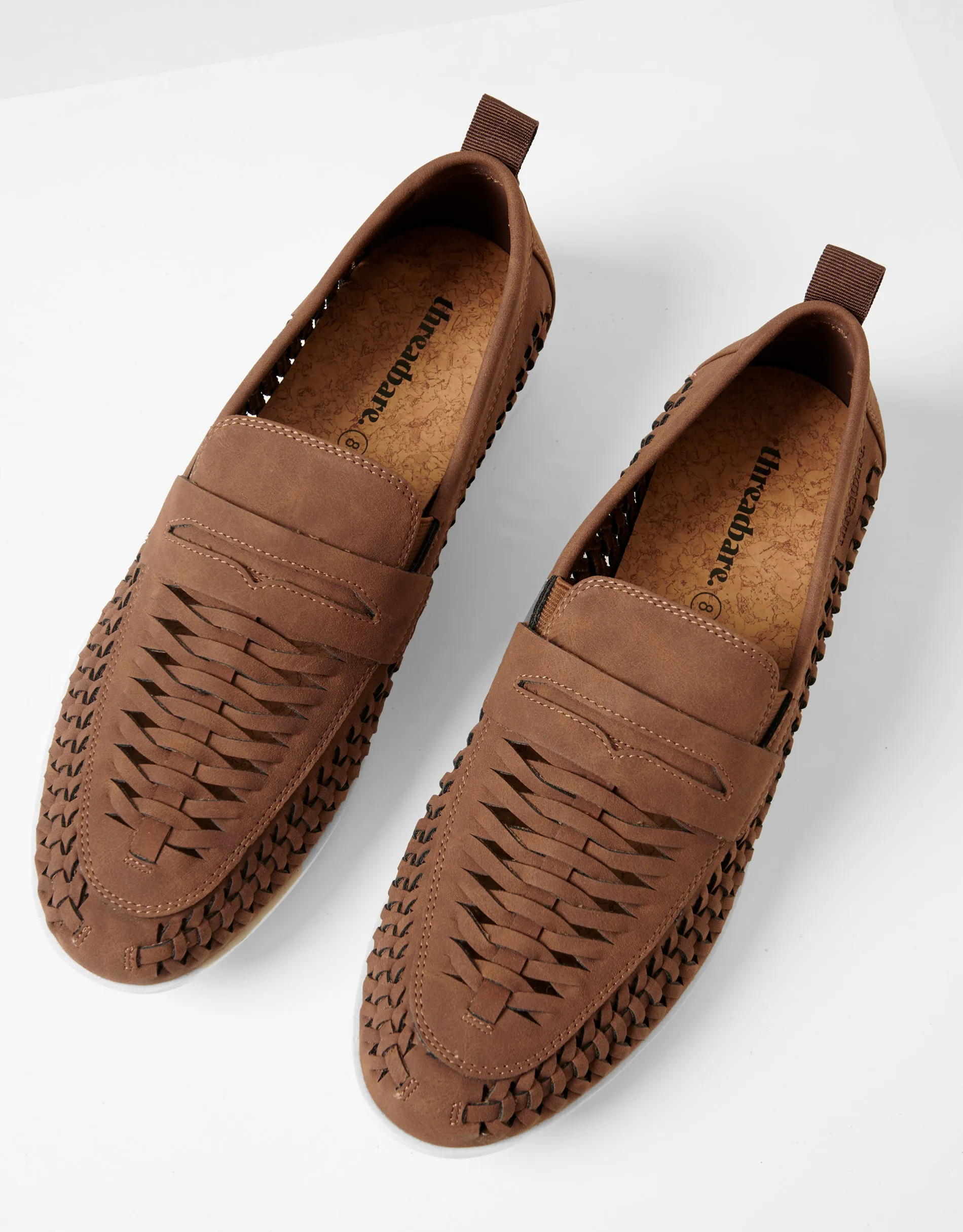 Tan Brown Faux Suede Woven Loafers sold by Threadbare product image thumbnail 2