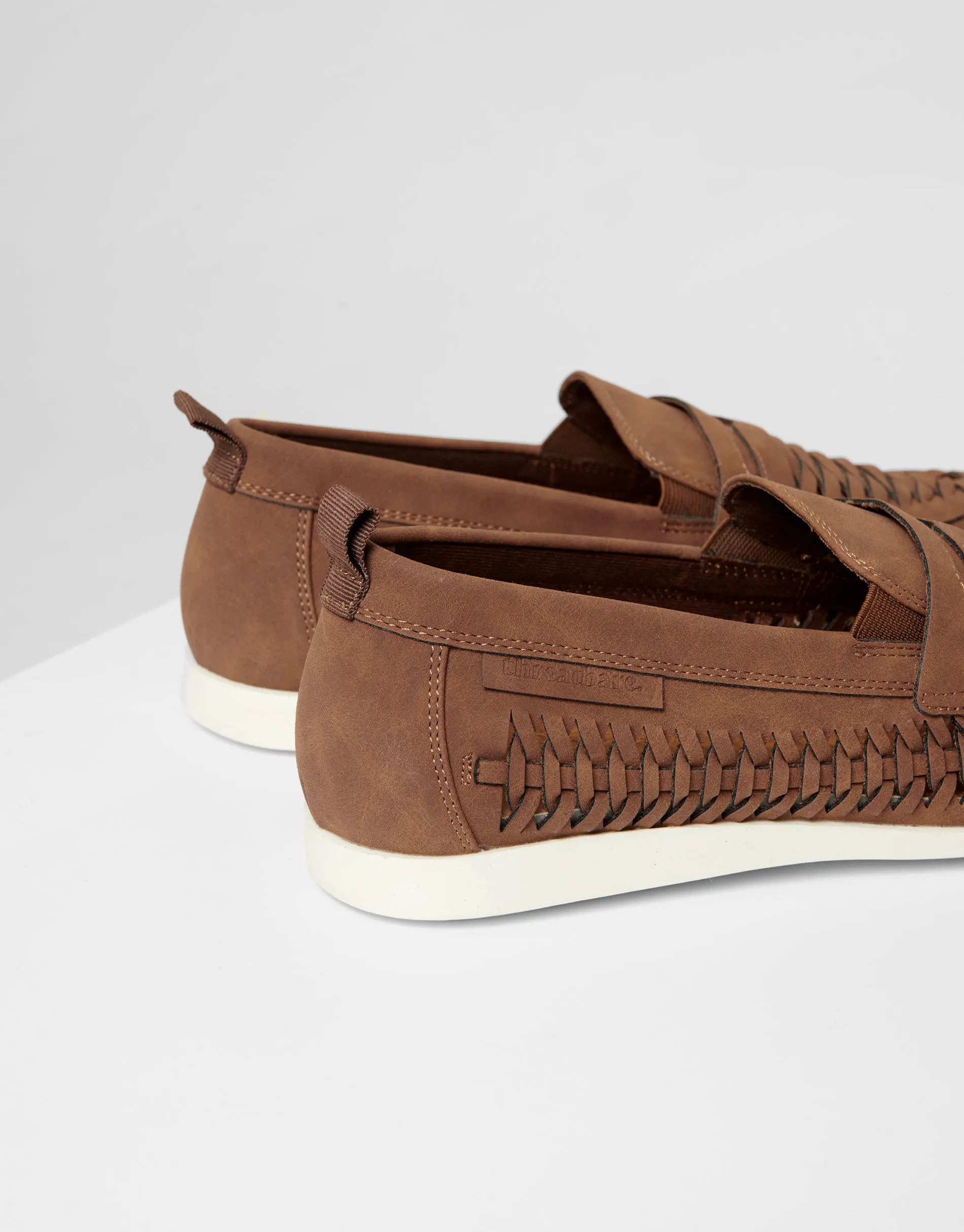 Tan Brown Faux Suede Woven Loafers sold by Threadbare product image thumbnail 4