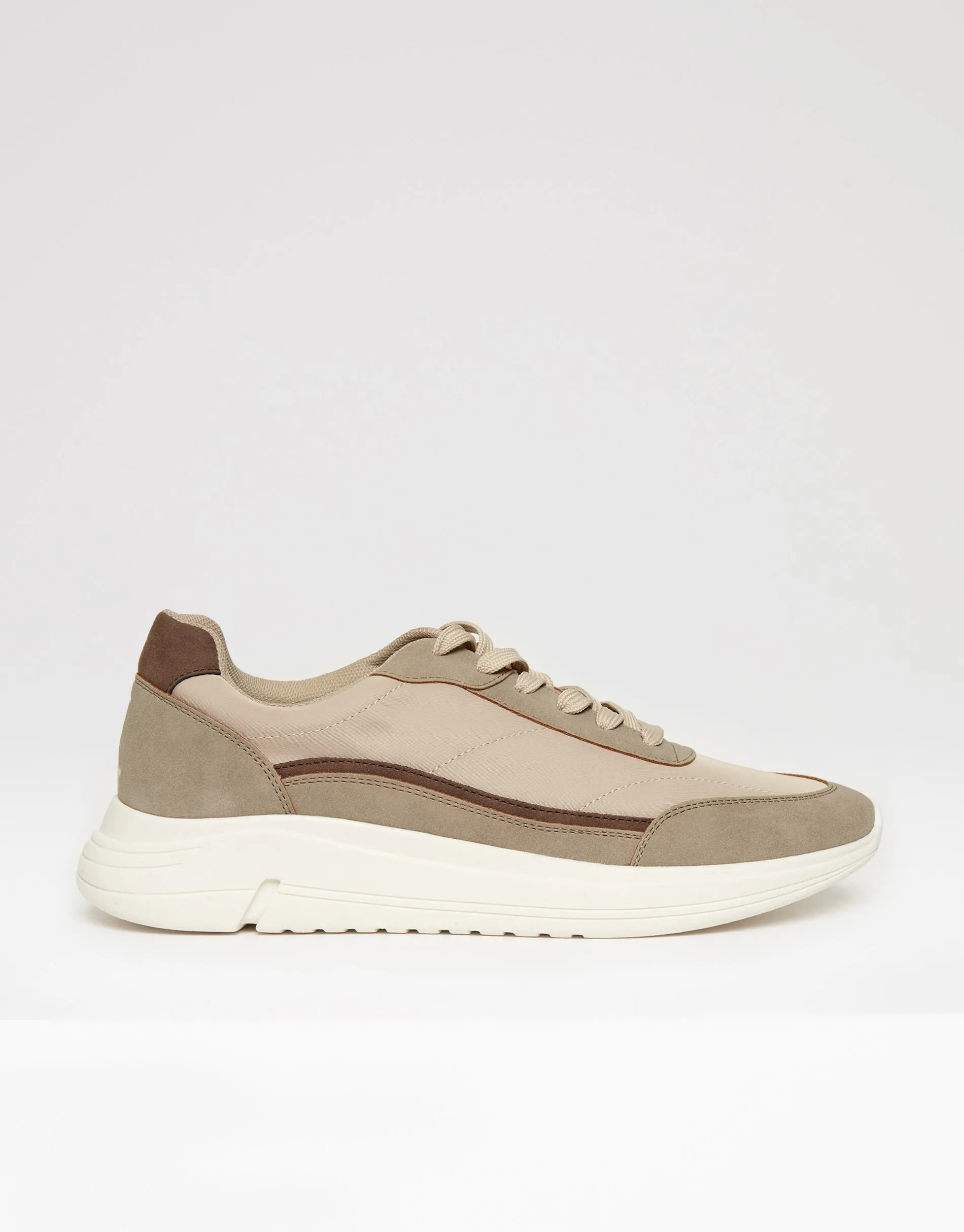 Beige Retro Panelled Court Trainers sold by Threadbare product image thumbnail 2