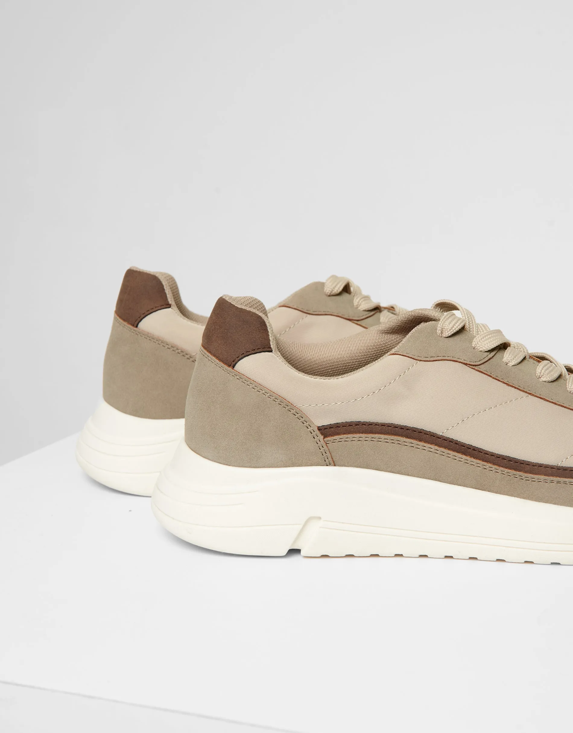 Beige Retro Panelled Court Trainers sold by Threadbare product image thumbnail 4