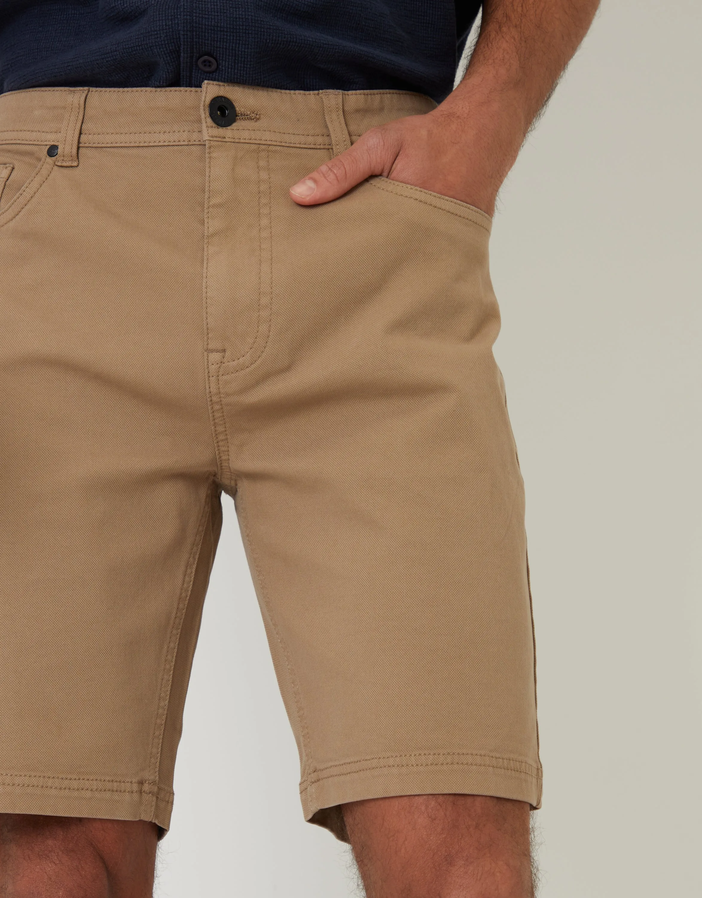 Dark Stone Stretch 5 Pocket Chino Shorts sold by Threadbare product image thumbnail 4