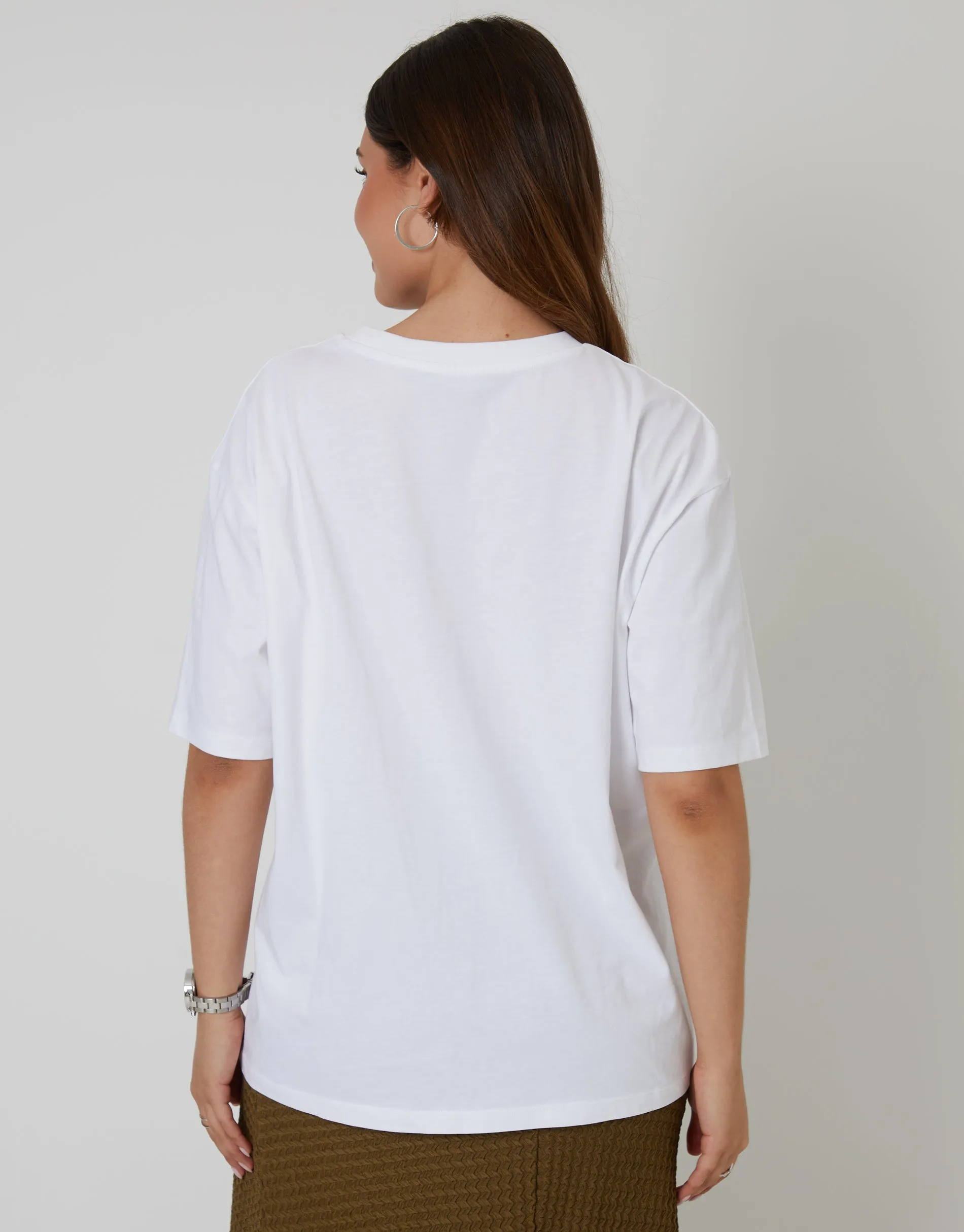 White 'Martini Please' Graphic Print Boyfriend Fit T-Shirt sold by Threadbare product image thumbnail 5