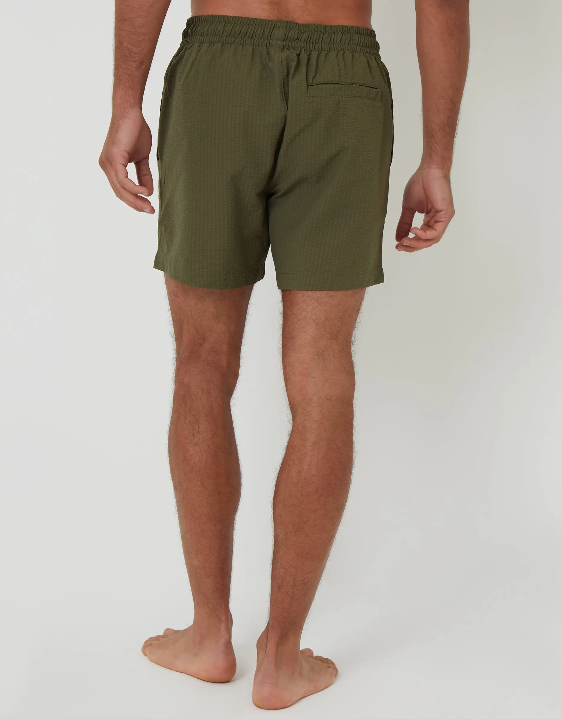 Khaki Green Seersucker Swim Shorts sold by Threadbare product image thumbnail 2