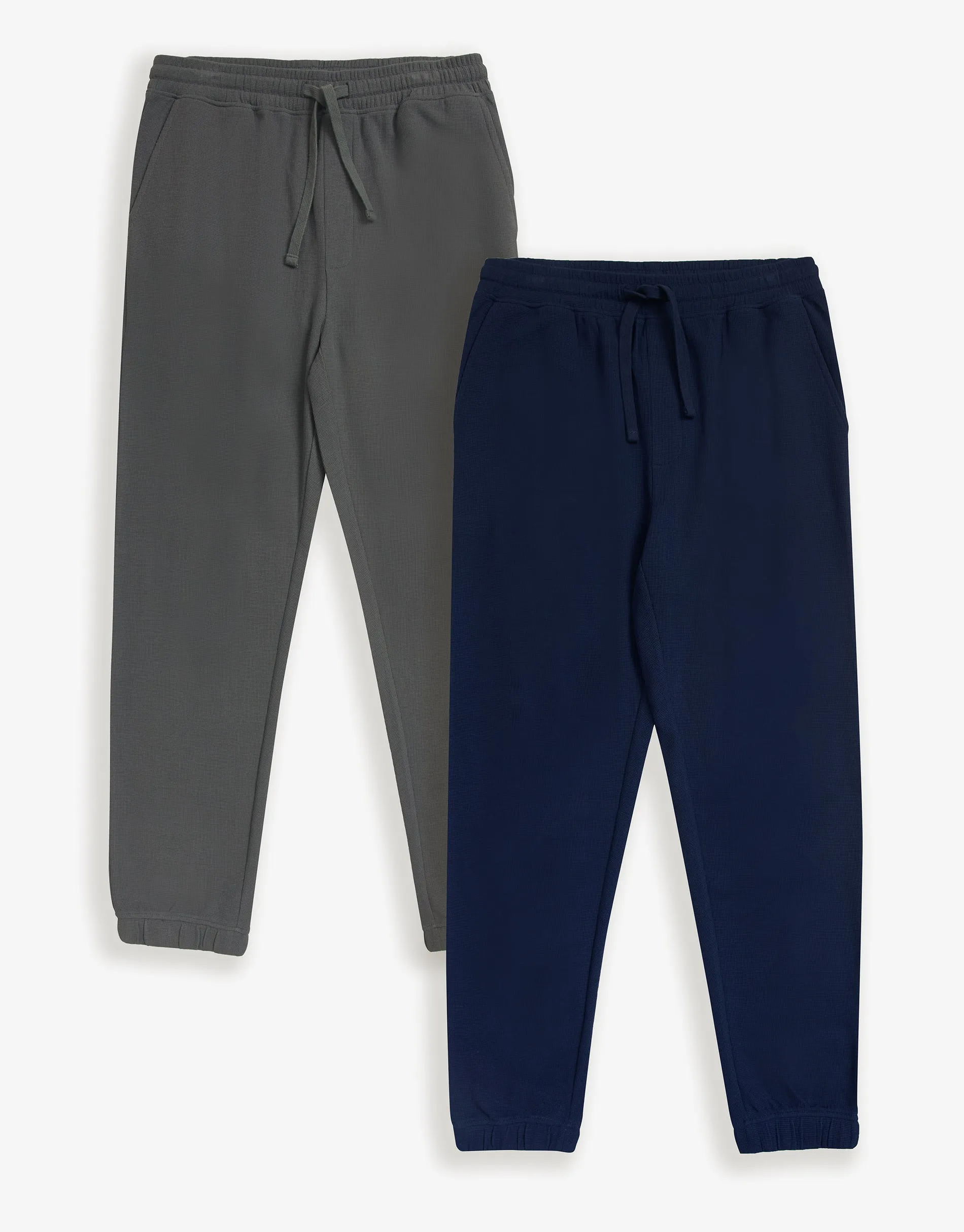 Slate Grey & Navy Waffle Textured Jogger-Style Lounge Pants (2 Pack) sold by Threadbare