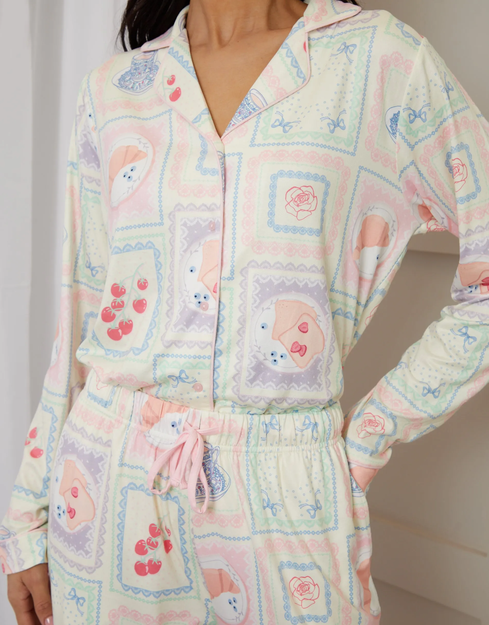 Cream Printed Long Button-Through Pyjamas (2-Piece Set) sold by Threadbare product image thumbnail 2