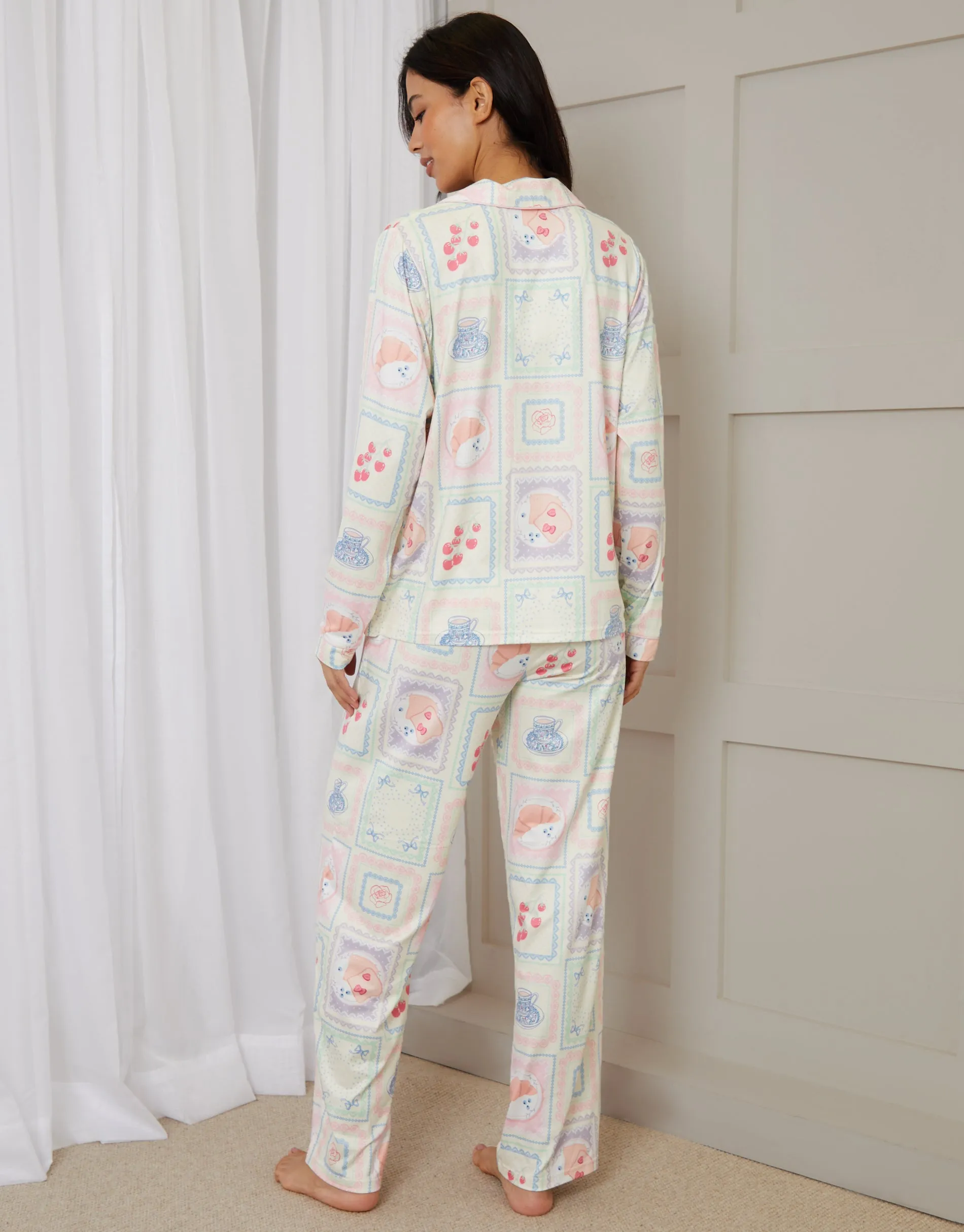 Cream Printed Long Button-Through Pyjamas (2-Piece Set) sold by Threadbare product image thumbnail 3