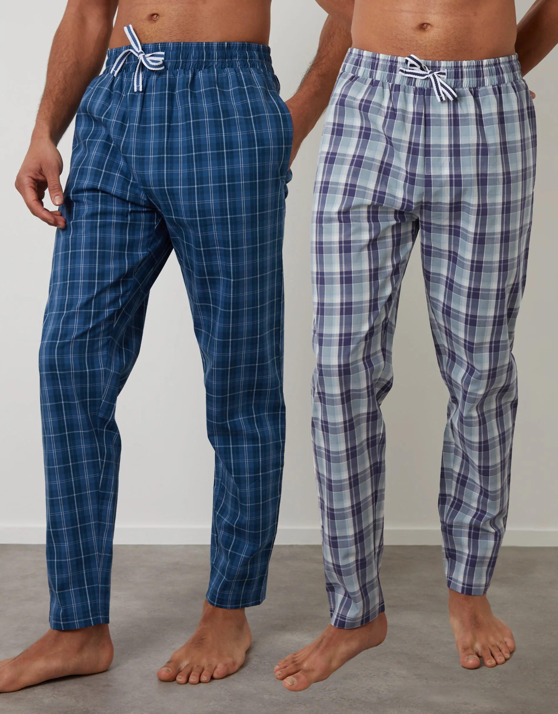 Blue Check Cotton Lounge Pants (2 Pack) sold by Threadbare product image thumbnail 2