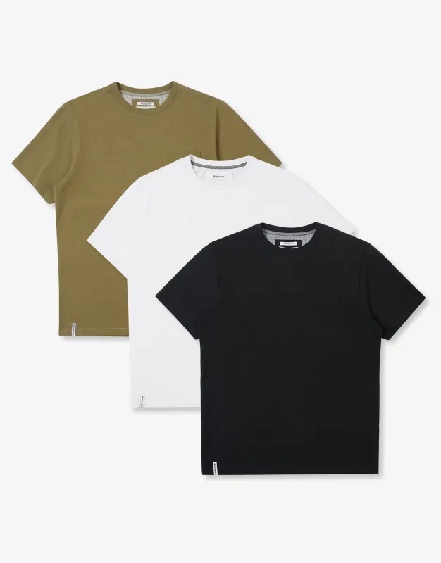 Multi Cotton Jersey Slub Crew Neck T-Shirts (3 Pack) sold by Threadbare