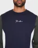 Men's Navy Colourblock Crew Neck Sweatshirt sold by Threadbare