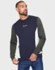 Men's Navy Colourblock Crew Neck Sweatshirt sold by Threadbare