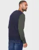 Men's Navy Colourblock Crew Neck Sweatshirt sold by Threadbare